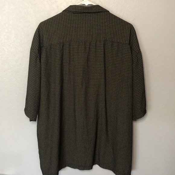 Haggar Collection button down black men’s 2XL short sleeve shirt rayon polyester - Picture 2 of 5